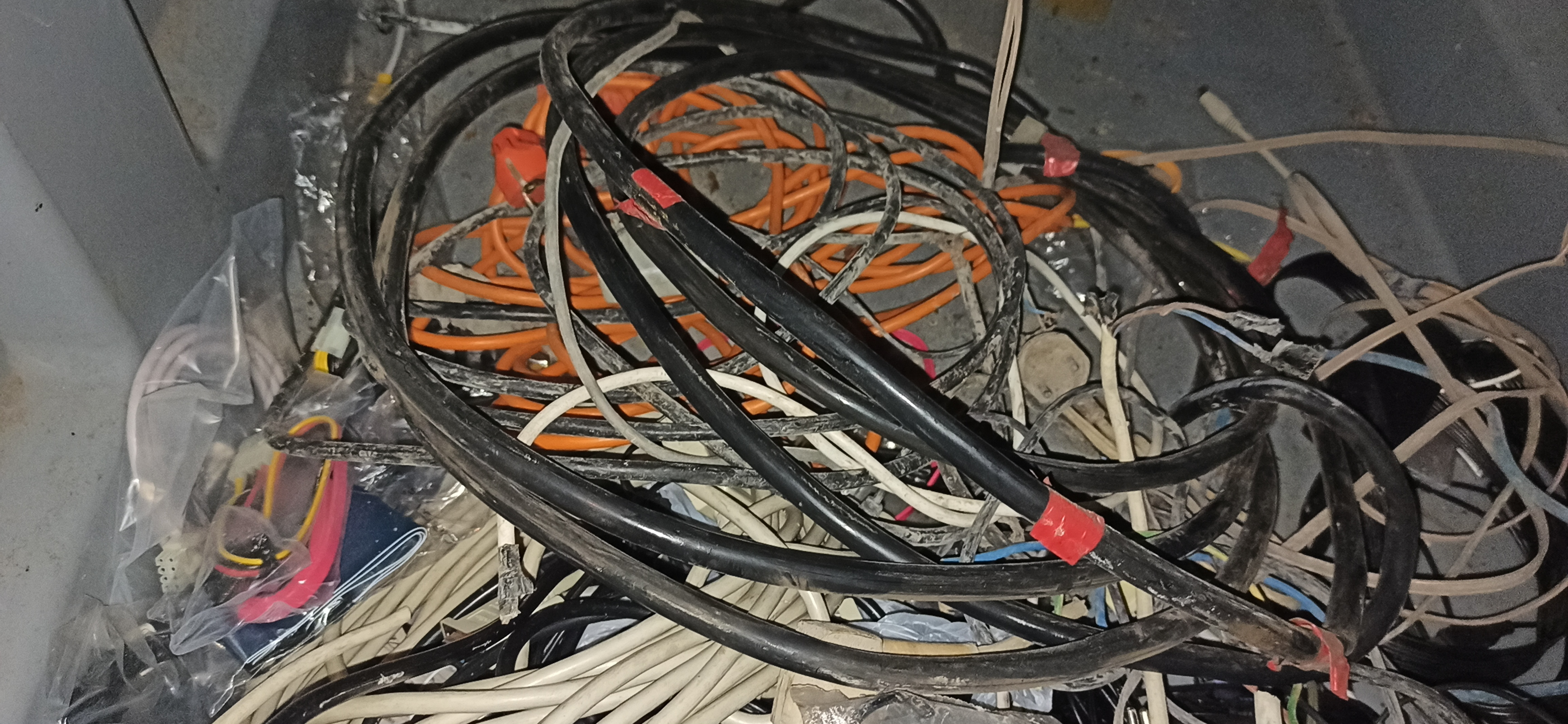 Discarded electronics - electronic cable waste